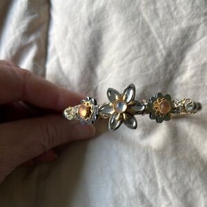 Floral Silver and Gold Bracelet